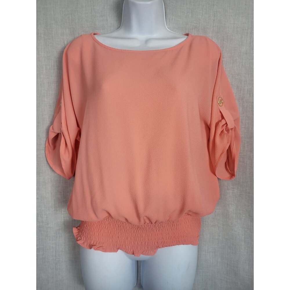 Michael Kors Shirt Smock Bottom Kimono Blouse NWT Women's S, Grapefruit color